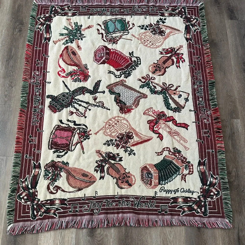 Joy to The World 100% Cotton Blanket Christmas Holiday